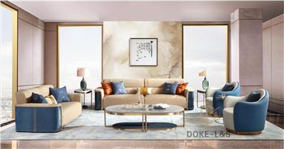 掌柜家居DK客厅沙发D1801轻奢较简仿真皮染色木皮沙发