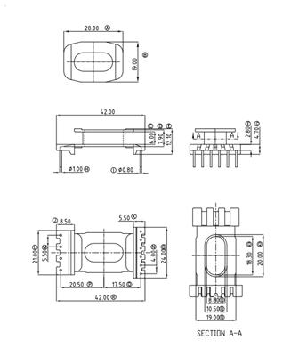 HXE-EQ2402立式5+4针高频变压器电木骨架