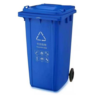 银川市四色分类垃圾箱生产厂家 60升移动式垃圾桶 有分类颜色和标志