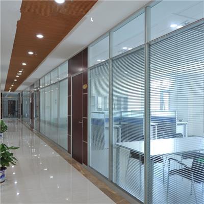 汉中玻璃隔断墙办公室屏风高铝合金百叶双层钢化玻璃隔音透明定制