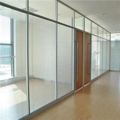 铜川办公室铝合金屏风中空百叶透明磨砂钢化玻璃隔音成品高隔断墙
