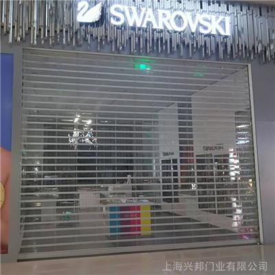 上海印象城店铺透明水晶门铝合金推拉水晶折叠门鑫兴邦