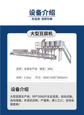 湖南大型豆腐机 不锈钢豆腐设备 豆制品设备厂家