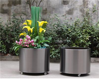 创意不锈钢花箱 商场装饰可移动花盆 植物盆栽花盆厂家直供