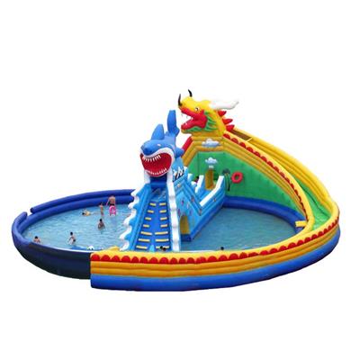 龙鲨戏水充气水池气模水滑梯组合玩水游乐设施