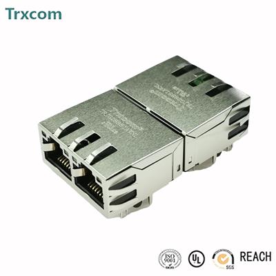 泰瑞康trxcom带灯带弹网络变压器件rj45接口议定速发