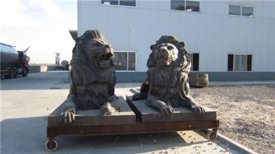 纯铜铸造银行门口汇丰铜狮子摆件雕塑大型纯铜爬狮一对厂家直销定做