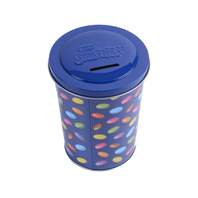 马口铁糖果罐 圆形彩虹糖糖果罐 硬币收纳罐