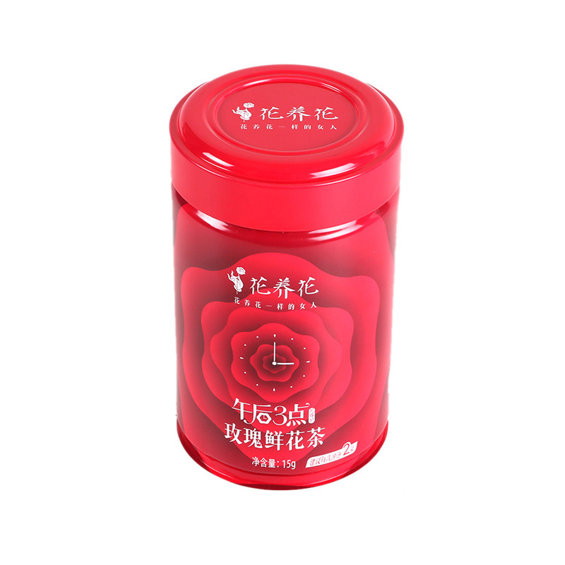 玫瑰花茶铁罐 圆形密封食品罐咖啡粉罐