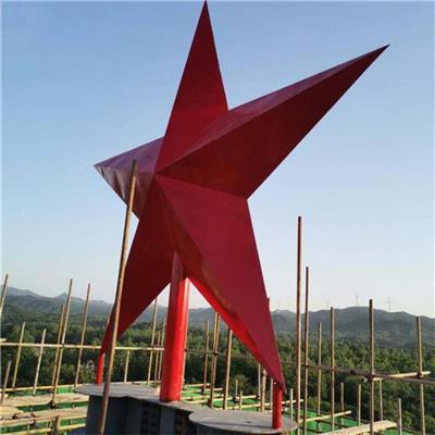 不锈钢红色主题雕塑,大型五角星造型景观摆件