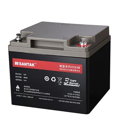 SANTAK山特12V38AH蓄电池C12-38 铅酸免维护 机房UPS电源