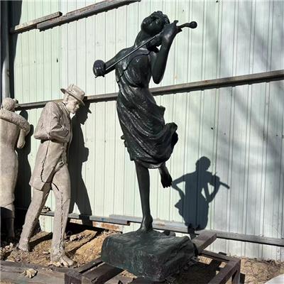 拉小提琴雕塑 玻璃钢西方人物雕像拉小提琴人物雕塑