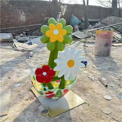 彩绘花朵雕塑定制 玻璃钢仿真花束雕塑园林景观摆件