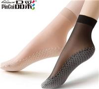 品彩水晶丝袜子防勾丝短丝袜棉底防滑夏薄款女黑色性感肉色包芯丝