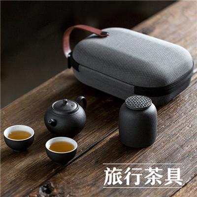 圆湛车载户外旅行茶具套装家用简约便携式包日式粗陶迷你功夫茶具