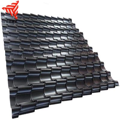 自建房别墅765型金属屋面瓦 0.6mm彩钢屋脊瓦 仿古琉璃瓦厂家工程