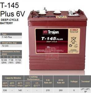美国Trojan邱健蓄电池T-145 /6V260AH 全国现货直销观光车
