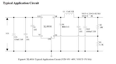 XL4016E1 40V 8A降压直流到直流转换器_驱动IC