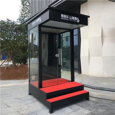 惠州现货门卫站岗亭，惠州楼盘玻璃站岗亭价格