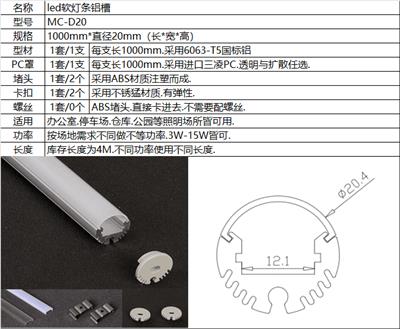 圆形灯条铝槽 20mm led定制铝槽 led线条灯铝槽外壳