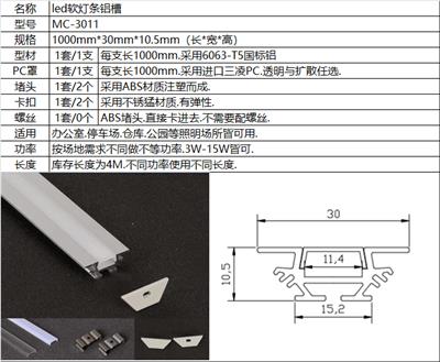 led硬灯条铝槽 可开模定制铝槽 广东佛山铭诚铝制品 PC堵头卡扣套件