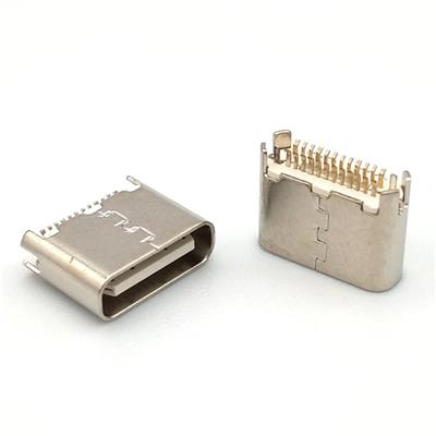 TYPE C 24P母座夹板0.8**短体5.75mm USB 3.1短体母座白色黑色