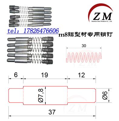 供应青岛不锈钢304销钉 幕墙弹簧插销 铝型材弹簧销钉 幕墙销钉 螺纹销钉