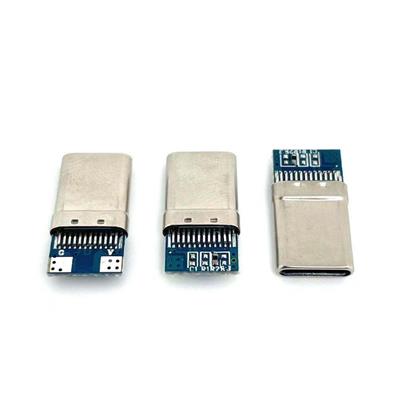 TYPE-C3.1公头 24P拉伸款公头 带PCB板 2P焊盘单充电