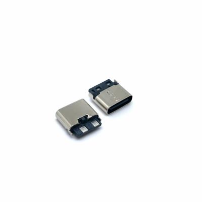 TYPE-C 2P焊线母座 H=6.5mm 简易款 大电流快充母座