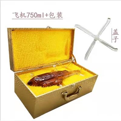 河间华企生产手工吹制飞机造型玻璃工艺酒具艺术高硼硅玻璃容器