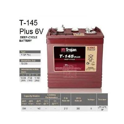 美国Trojan邱健蓄电池T-145PLUS尺寸及重量参数6V260AH高尔夫球车巡逻车适用