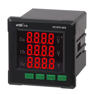上海沈电三相PZ197U-AK4智能数显485通讯电压表