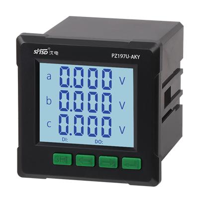 上海沈电三相交流液晶PZ197U-AKY电压表RS485通讯组合功率表