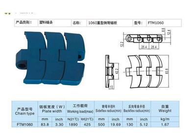 供应1060重型转弯链塑料链板 OUSION链板