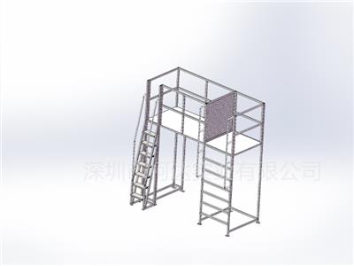 移动双梯口行人作业梯跨桥式可两侧攀爬流水线作业梯
