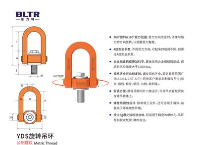 倍力特YDS吊环美制UNC螺纹 12.9级起重旋转吊环