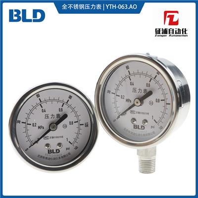 布莱迪BLD代理全不锈钢压力表YTH-063.AO充油耐震M14*1.5连接包邮